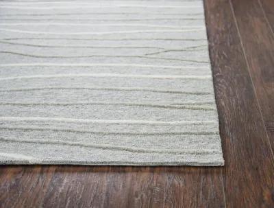 Idyllic Gray/Natural  Lines Wool 2'6" x 8' Runner Rug