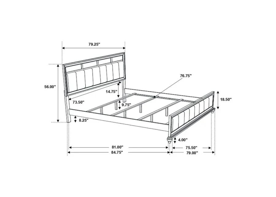 Barzini Eastern King Upholstered Bed Black and Grey