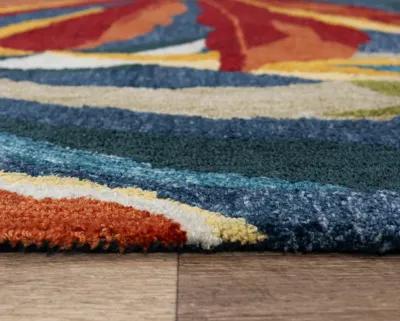 Miramar Dk. Blue Coastal  Recycled Polyester 5' x 7'6" Rectangle Rug