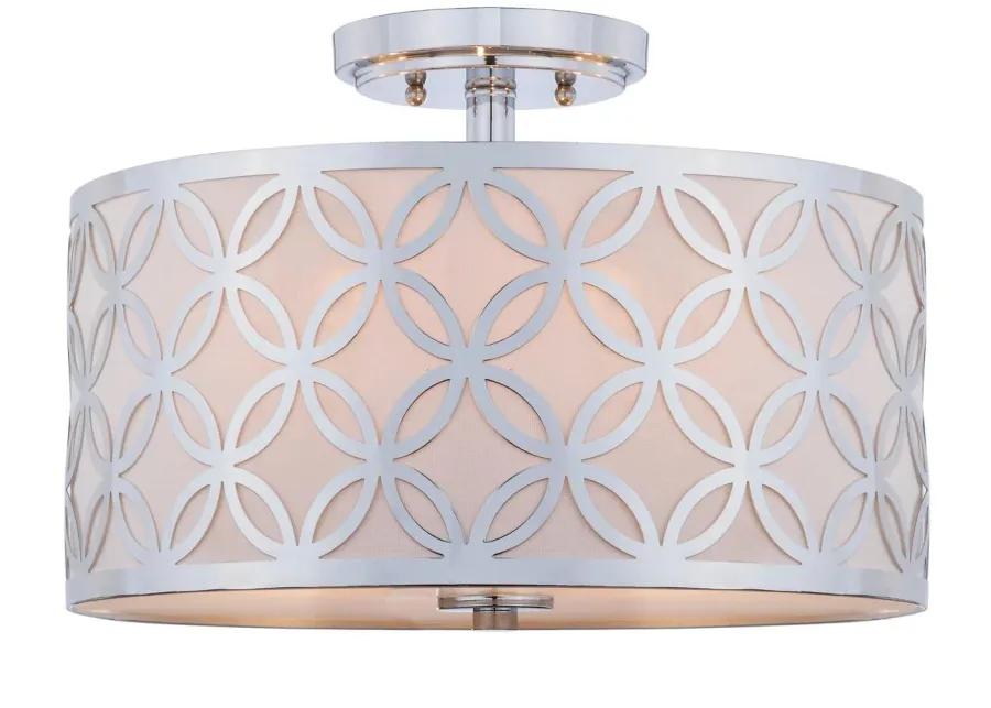 Cecily Leaf Trellis 3 Light 15-Inch Dia Chrome Flush Mount