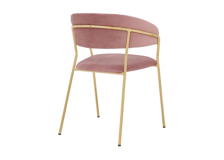 Nara Modern Pink Velvet and Gold Metal Leg Dining Room Chairs - Set of 2