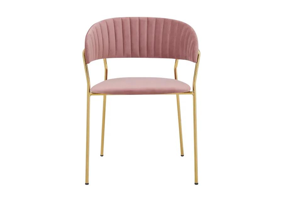 Nara Modern Pink Velvet and Gold Metal Leg Dining Room Chairs - Set of 2