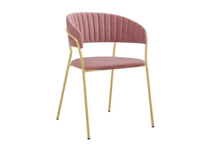 Nara Modern Pink Velvet and Gold Metal Leg Dining Room Chairs - Set of 2