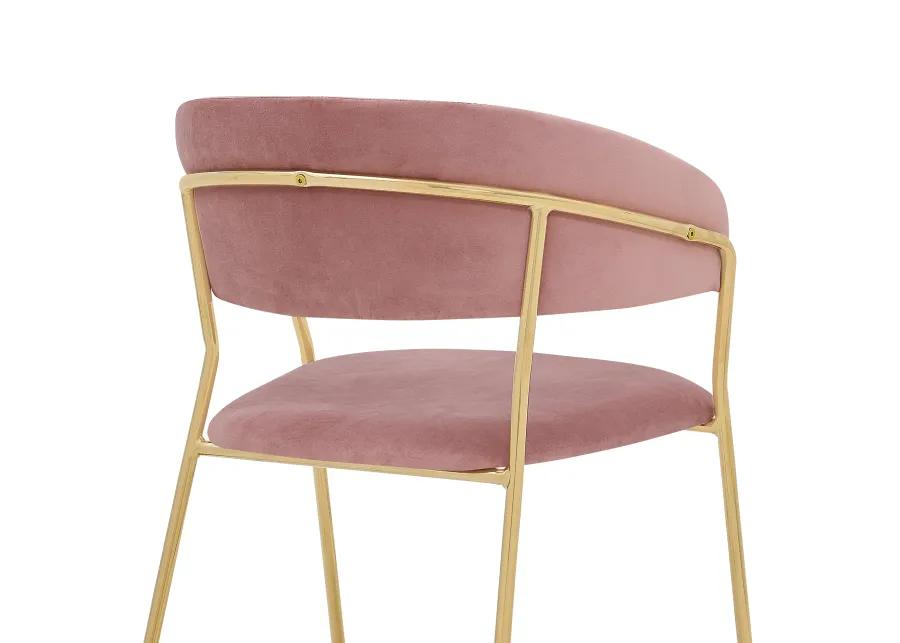 Nara Modern Pink Velvet and Gold Metal Leg Dining Room Chairs - Set of 2