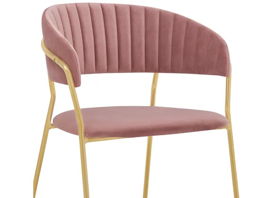 Nara Modern Pink Velvet and Gold Metal Leg Dining Room Chairs - Set of 2