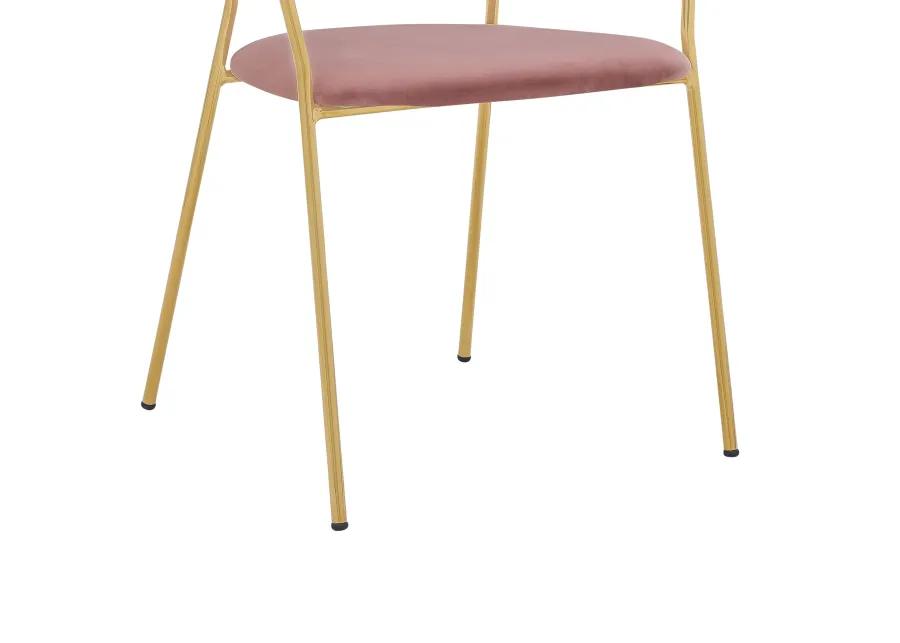 Nara Modern Pink Velvet and Gold Metal Leg Dining Room Chairs - Set of 2