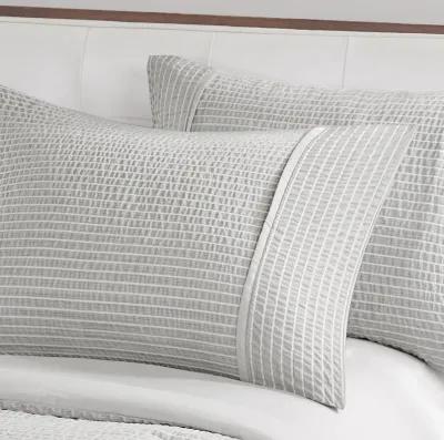 Beautyrest Apollo Gray 3 Piece Striped Seersucker Oversized Comforter Set