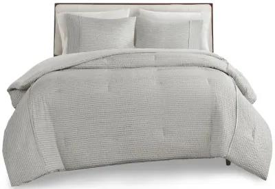 Beautyrest Apollo Gray 3 Piece Striped Seersucker Oversized Comforter Set