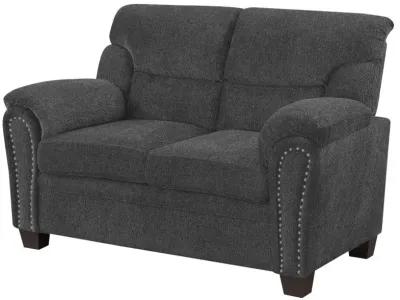 Clementine Upholstered Loveseat with Nailhead Trim Grey