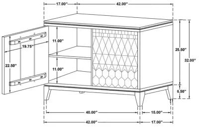 Aiden 2-Door Geometric Accent Cabinet White Distressed