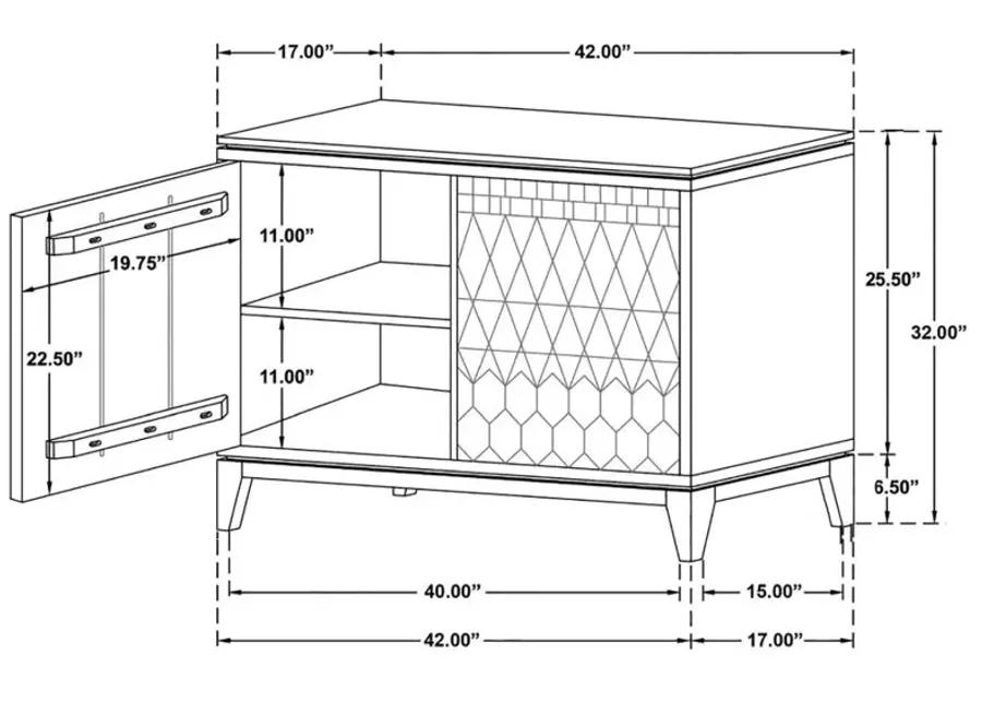 Aiden 2-Door Geometric Accent Cabinet White Distressed