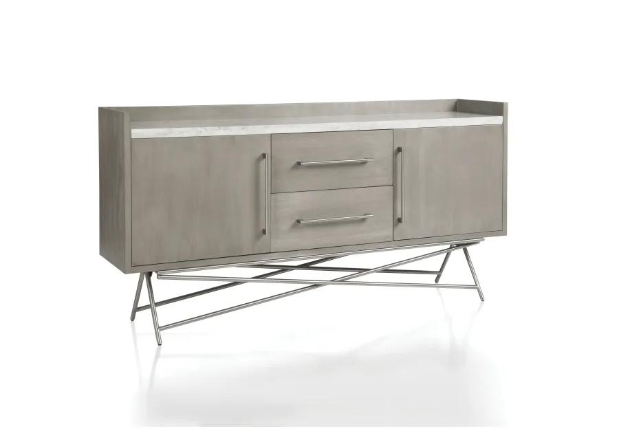 Coral Marble Top Rectangular Sideboard in Antique Grey