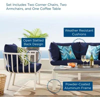 Riverside 5 Piece Outdoor Patio Aluminum Set