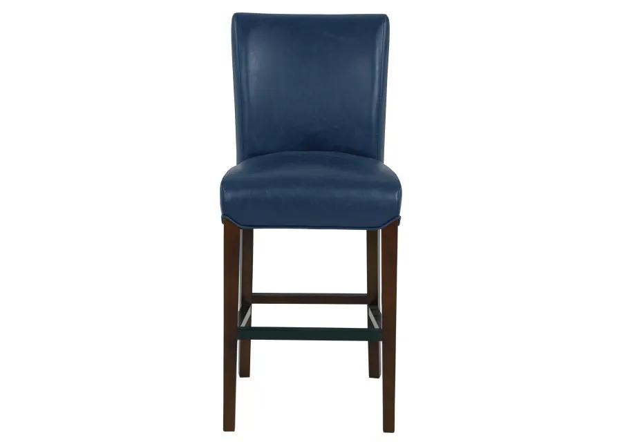 milton bonded leather counter stool wenge legs, vintage blue