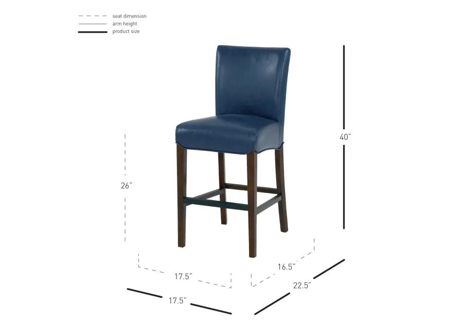 milton bonded leather counter stool wenge legs, vintage blue