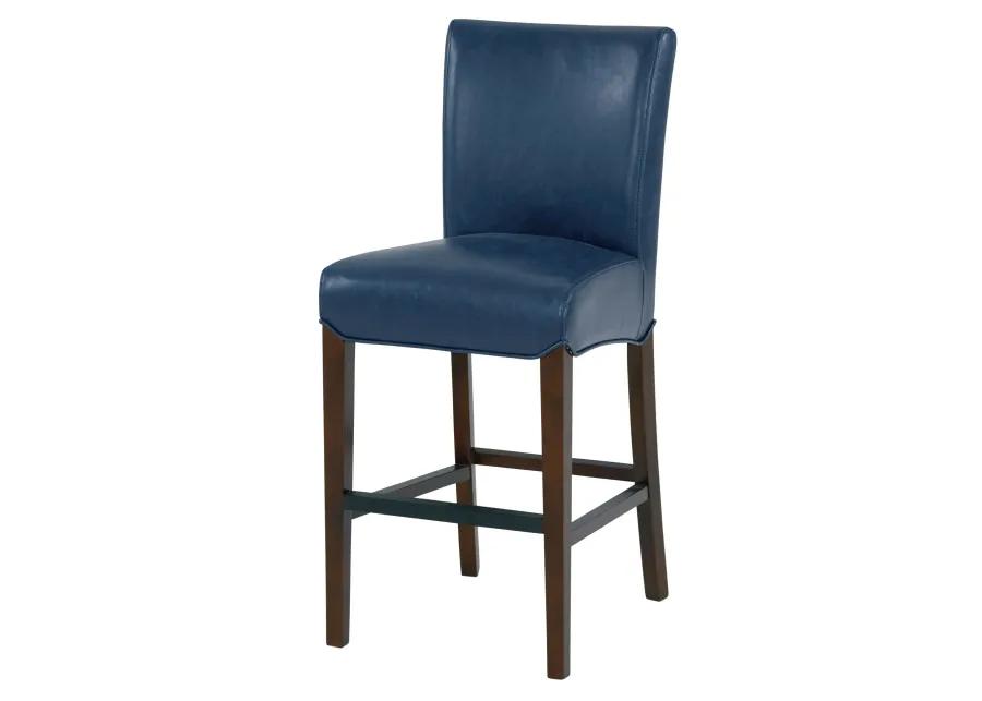 milton bonded leather counter stool wenge legs, vintage blue