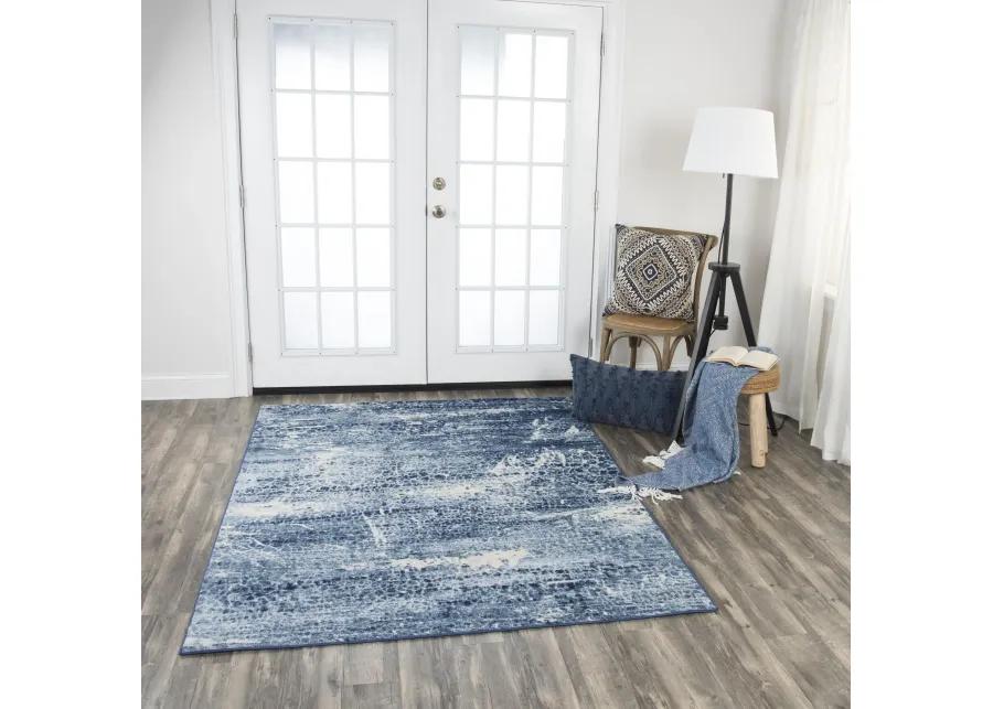 Encore Blue Abstract Polypropylene 8' x 10' Rectangle Rug