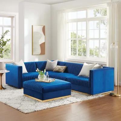 Sanguine Channel Tufted Performance Velvet 5-Piece Left-Facing Modular Sectional