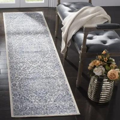 Brentwood 832 Navy / Light Grey 2' X 12' Runner Powerloomed Rug