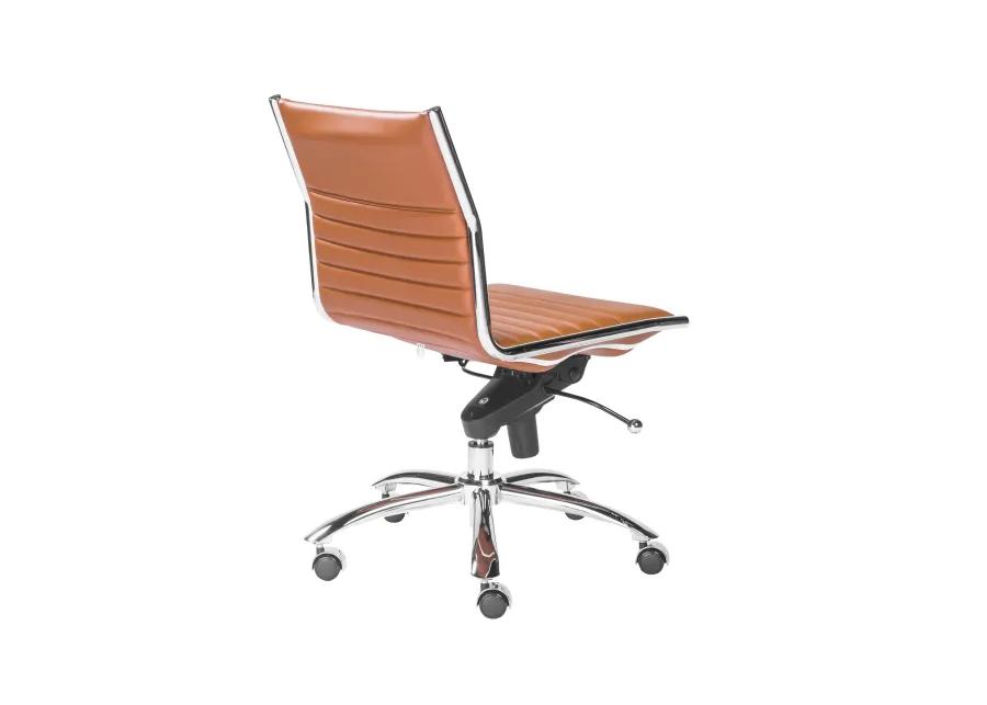 Dirk Low Back Office Chair w/o Armrests in Cognac with Chrome Base