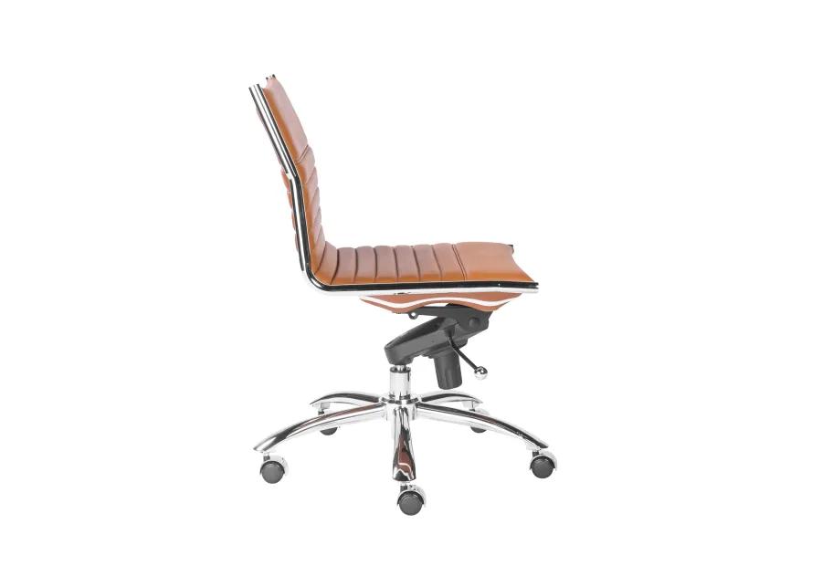 Dirk Low Back Office Chair w/o Armrests in Cognac with Chrome Base