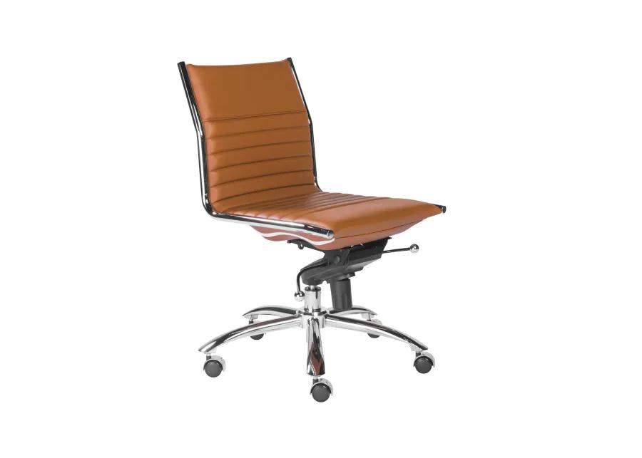 Dirk Low Back Office Chair w/o Armrests in Cognac with Chrome Base