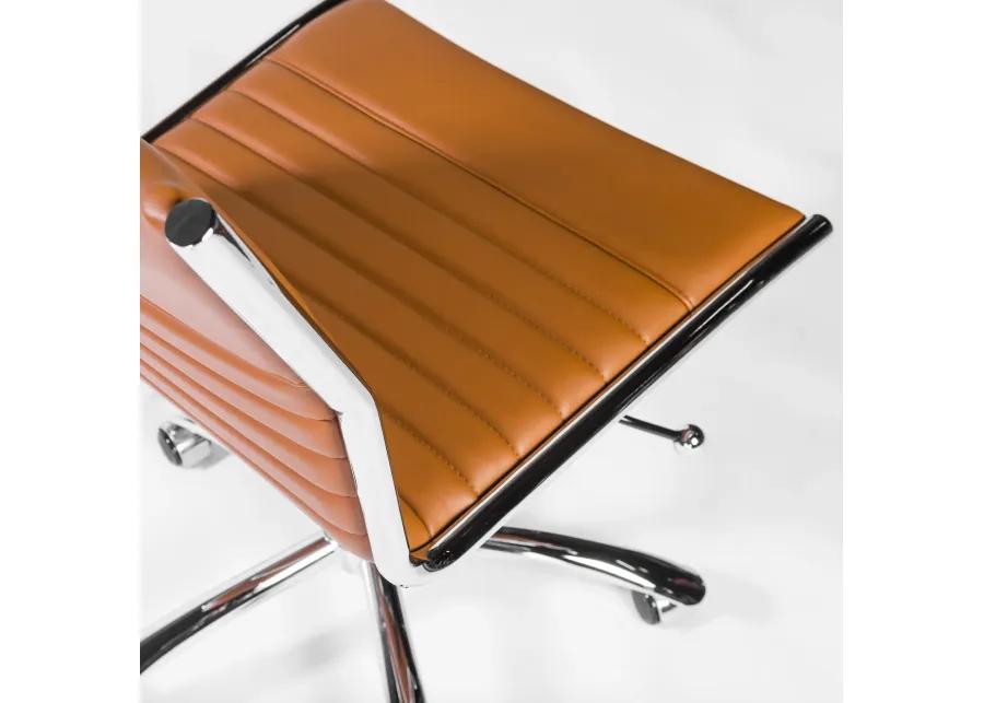 Dirk Low Back Office Chair w/o Armrests in Cognac with Chrome Base