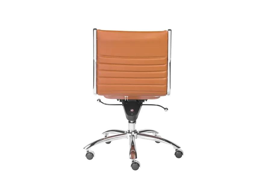 Dirk Low Back Office Chair w/o Armrests in Cognac with Chrome Base