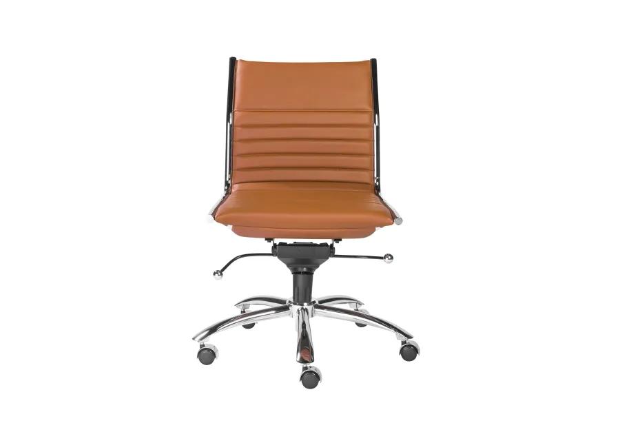 Dirk Low Back Office Chair w/o Armrests in Cognac with Chrome Base