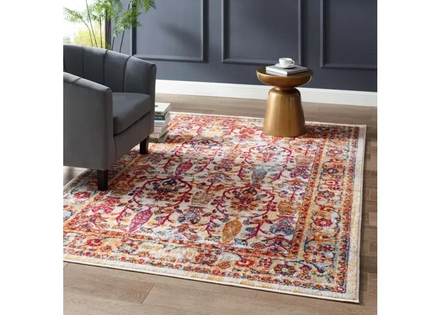 Entourage Jessa Distressed Vintage Floral Lattice 5x8 Area Rug