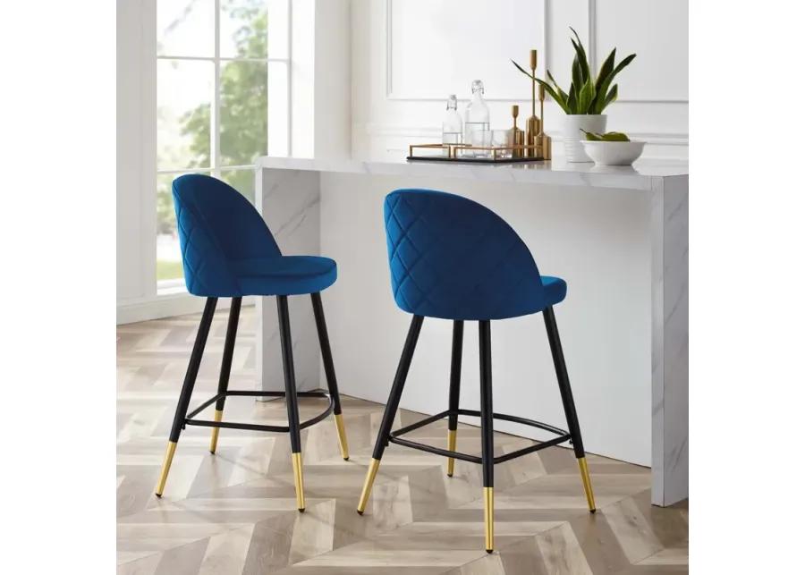 Cordial Performance Velvet Counter Stools - Set of 2