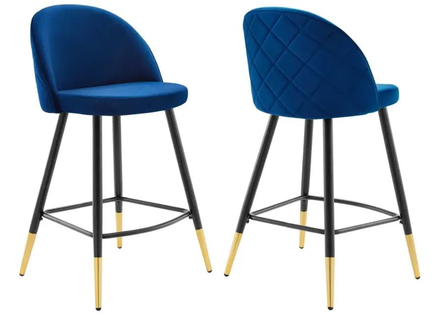 Cordial Performance Velvet Counter Stools - Set of 2