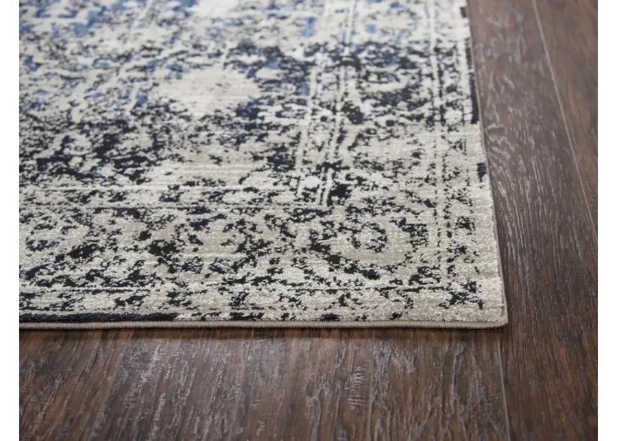 Panache Taupe/Blue Oriental Distress Polypropylene 2'3" x 7'7" Runner Rug