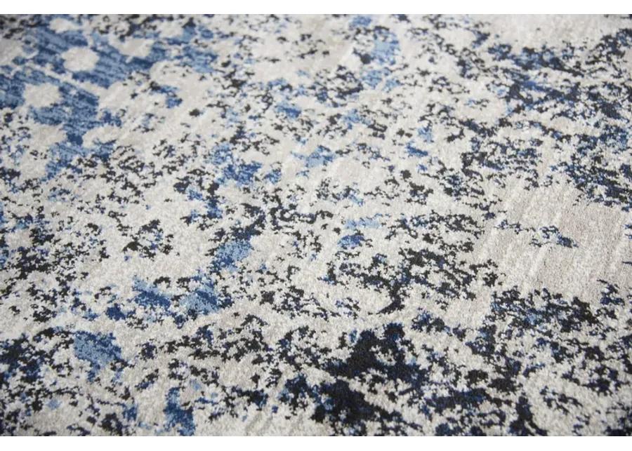 Panache Taupe/Blue Oriental Distress Polypropylene 2'3" x 7'7" Runner Rug