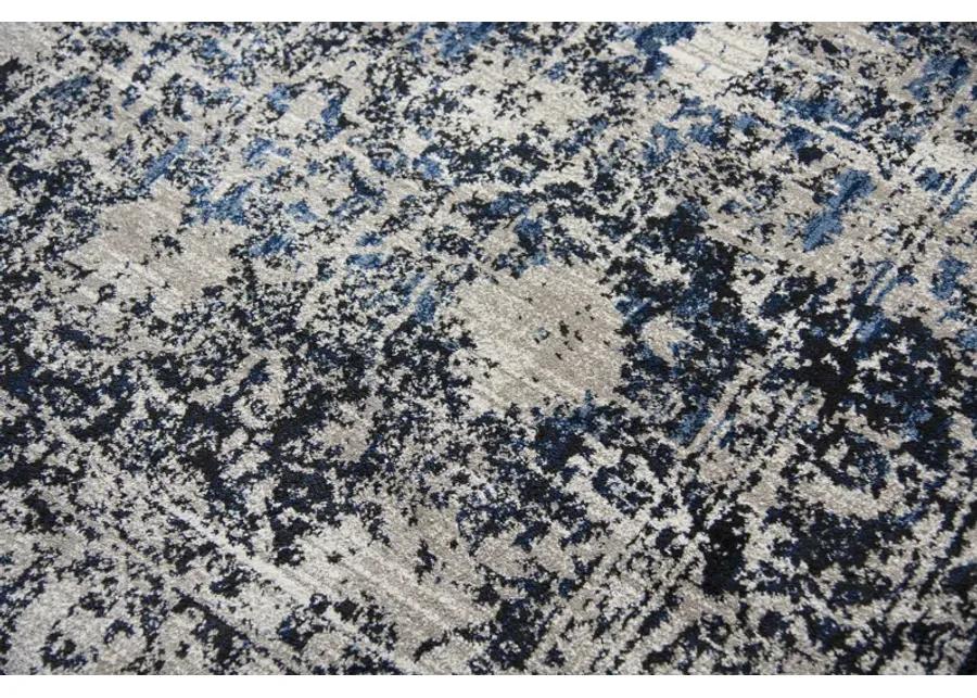 Panache Taupe/Blue Oriental Distress Polypropylene 2'3" x 7'7" Runner Rug