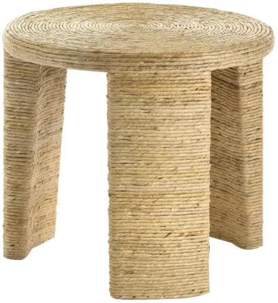 Artina Woven Rattan Round End Table Natural Brown