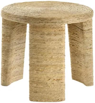 Artina Woven Rattan Round End Table Natural Brown