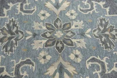 Resonant Dk.Gray/Gray Blue Central Medallion Wool 5' x 8' Rectangle Rug