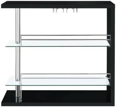 Prescott Rectangular 2-shelf Bar Unit Glossy Black