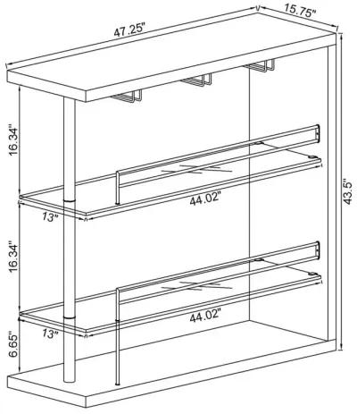 Prescott Rectangular 2-shelf Bar Unit Glossy Black