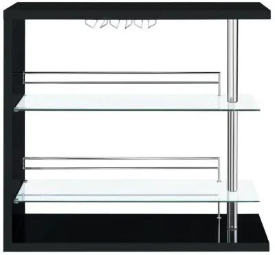 Prescott Rectangular 2-shelf Bar Unit Glossy Black