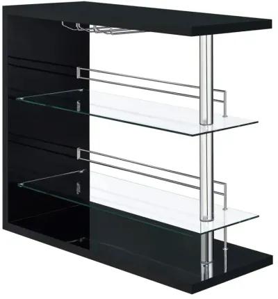 Prescott Rectangular 2-shelf Bar Unit Glossy Black