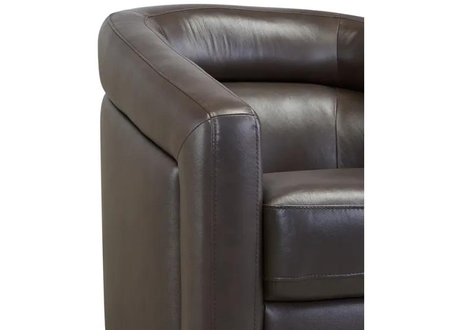 Desi Contemporary Swivel Accent Chair in Espresso Genuine Leather