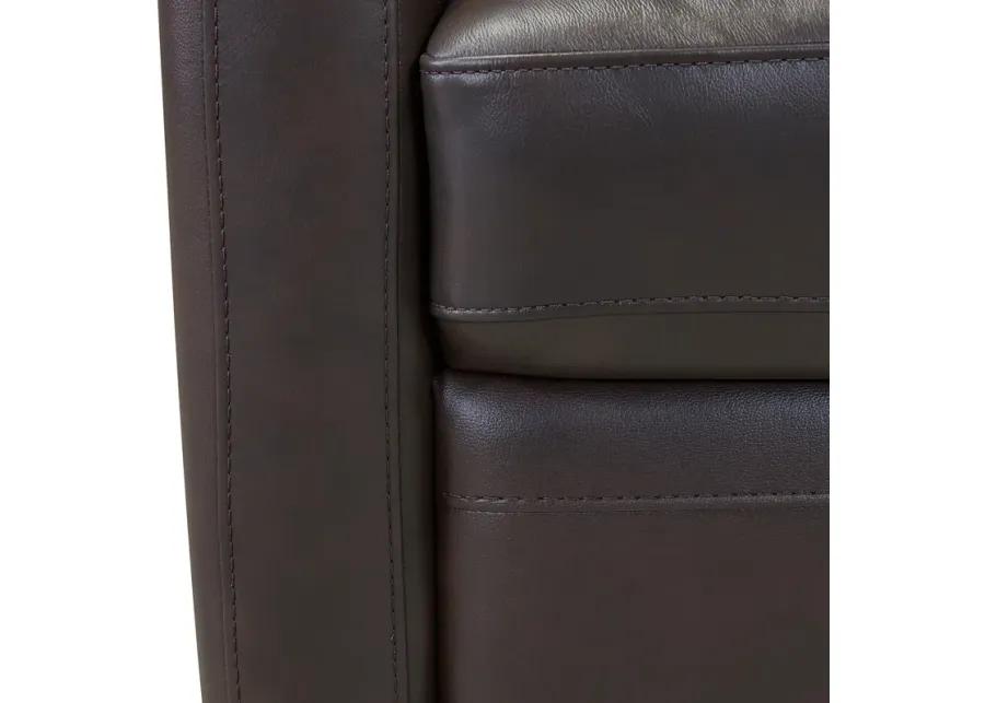 Desi Contemporary Swivel Accent Chair in Espresso Genuine Leather