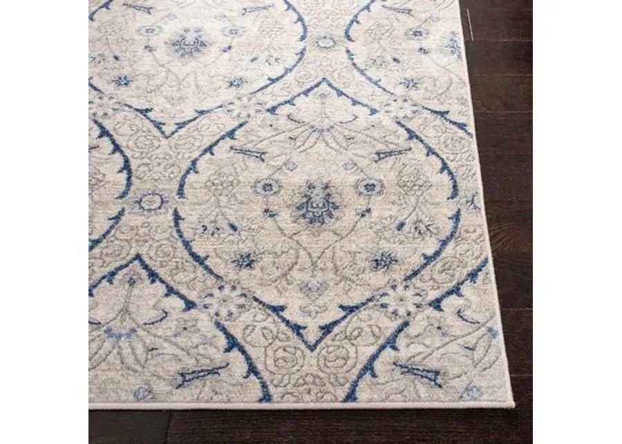 Brentwood 860 Light Grey / Blue 2' X 10' Runner Powerloomed Rug