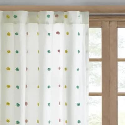 Intelligent Design Callie Multi Cotton Jacquard Pom Pom Curtain Panel