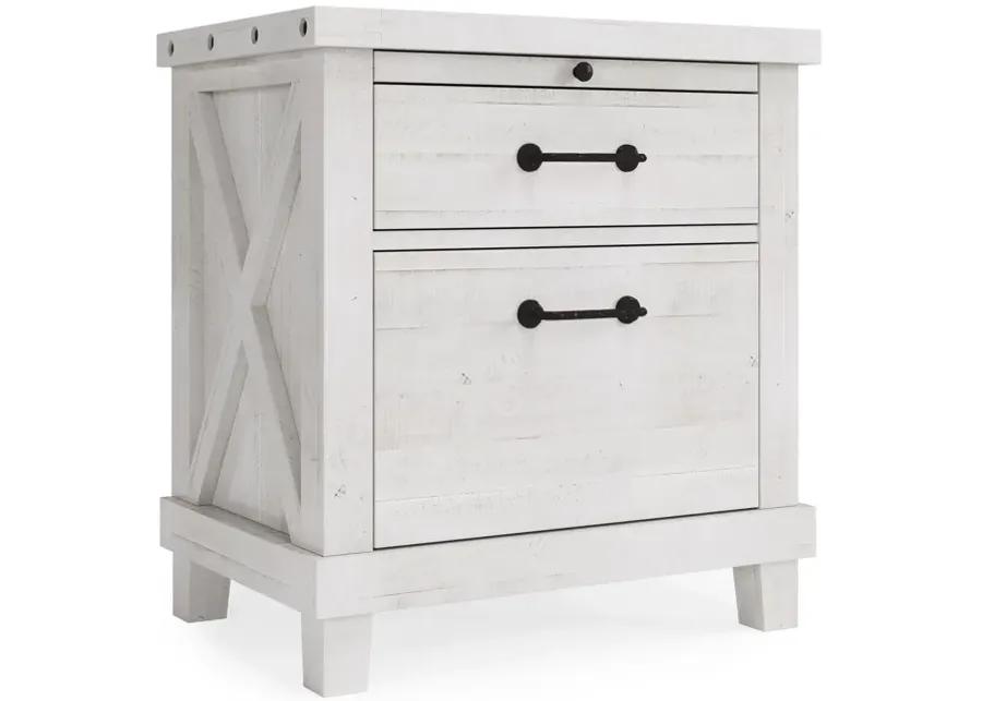 Yosemite Solid Wood Nightstand in Rustic White