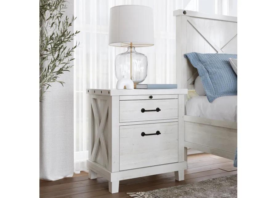 Yosemite Solid Wood Nightstand in Rustic White