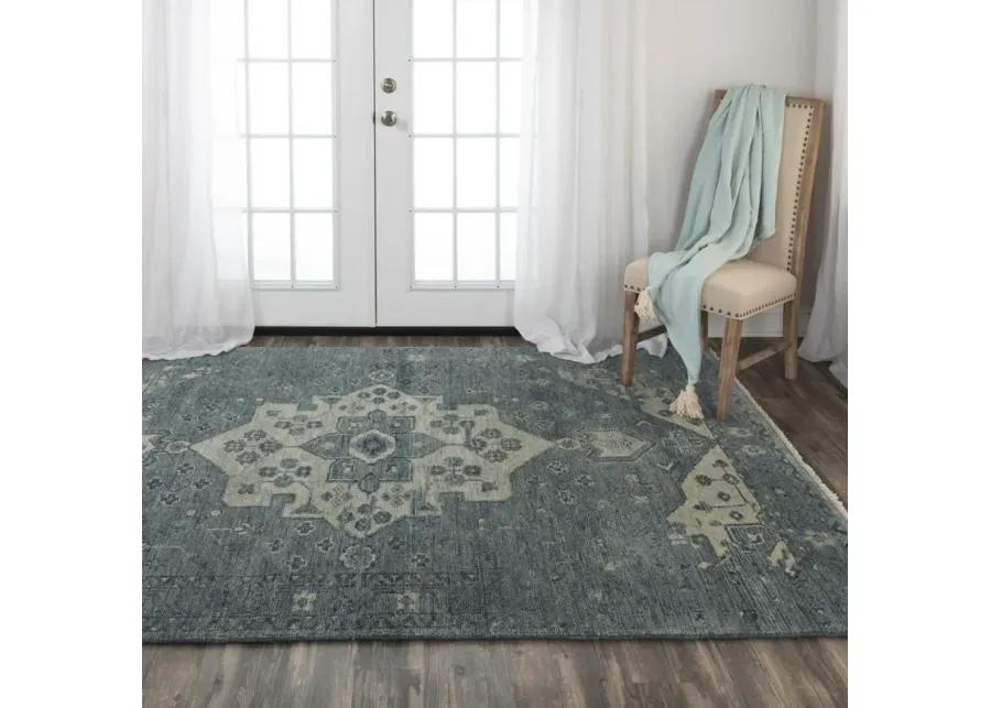 Belmont Blue  Hand Spun Wool 9'x12' Rectangle Rug