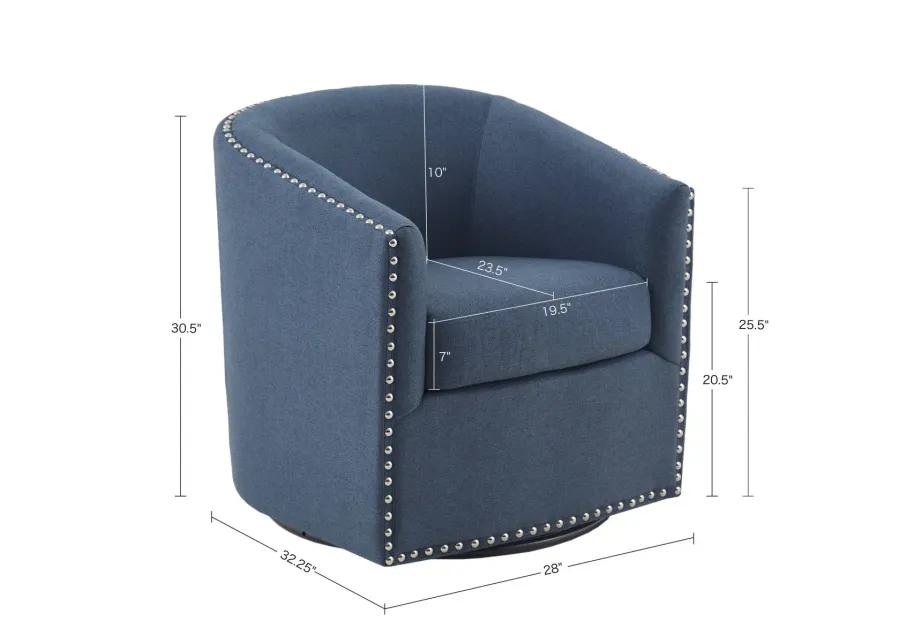 Madison Park Tyler Blue Swivel Chair